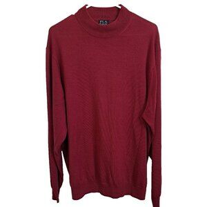 Jos. A. Bank Men's XL Red 100% Italian Merino Wool Mock Neck Long Sleeve Sweater